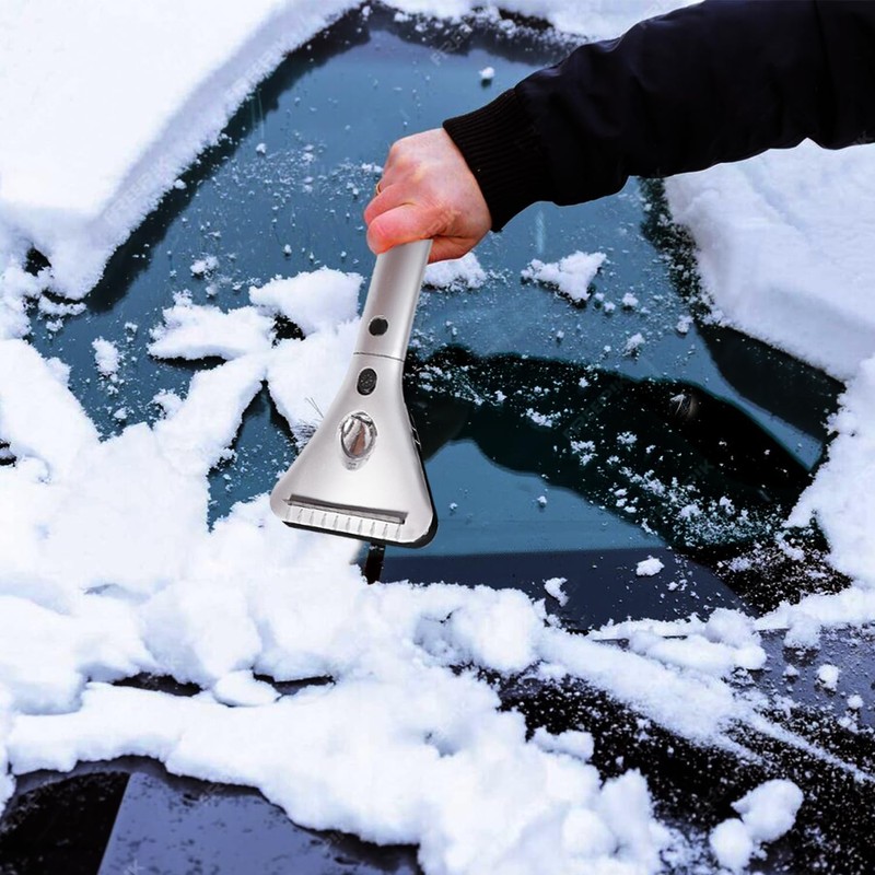 ZONETECH Heated Car Window Ice Scraper with LED Light–Extendable Auto