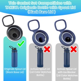 BOSORIO 3 Sets Gaskets Compatible with TAKEYA Originals Spout Lid Water Bottle 18oz 24oz 32oz 40oz, Not for TAKEYA Actives, Replacement Rubber Seals Part with Tabs