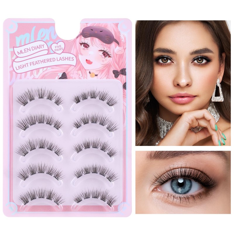 Natural Clear Band False Eyelashes Wispy Faux Mink Lashes Cat