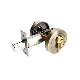 Bronze Deadbolt Lock, Single Cylinder Door Lock with Keys Zinc Alloy Invisible Door Lock Round Deadbolt for Front Entrance Door Passage Doors