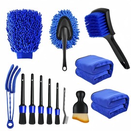 Waibejon 13pcs Car Cleaning Kit, Car Detailing Kit, Wheel Cleaning Brush Tyre Brush, for Car Motorcycle Bike Cleaning Wheels, Interior, Exterior, Leather, Dashboard, Vents