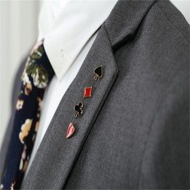 4pcs Poker Playing Card Brooch Pins Set Dainty Enamel Hand Cards Red Heart Black Spade Aces Good Luck Small Alloy Lapel Pin for Women Men Suit Hats Bags Shirt Dress Clothes Fashion Accessories (4pcs poker brooches)