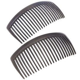 Camila Paris CP3023 French Side Combs Large Curved, Gray French Twist Hair Combs Decorative, Strong Hold Hair Clips for Women Bun Chignon Up-Do, No Slip Styling Girls Hair Accessories, Made in France