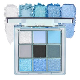 WanTuoluo 9 Colors Blue Smoky Matte Shimmer Eyeshadow Palette for Eye Makeup,High Pigmented Brown Purple Eye Shadow Primers Powder Palet de sombras de ojos (Blue)