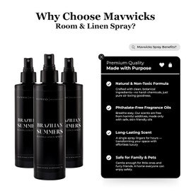 Mavwicks Fragrances - (Brazilian Summers) Linen & Room Spray (8oz) – Bedroom & Home Fragrance Mist, Long-Lasting Freshness To Brighten Up Your Space, Fabric & Air Freshener, Aromatherapy Scent Spray