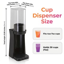 Wymulot Cup Dispenser for 4oz-7oz Disposable Paper Plastic Cups, Wall Mount & Desktop Cup Holder, 30-Cup Pull Type Organizer for Water Cooler, Office, Home, RV, Gym (Black)