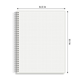 HULYTRAAT Large Graph Ruled Wirebound Spiral Notebook, 8.5 x 11 Inches, 1/4 Inch Grid (4 sq/in) Paper Pad, Premium 100gsm Ivory White Acid-Free Paper, 128 Squared/Grid Pages per Notebook (Pack of 2)