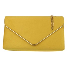 Girly Handbags Ladies Faux Suede Envelope Clutch Bag, mustard, Modern