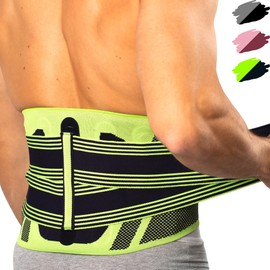Back Support for Men & Women - Back Support Belt for Work & Sports - Lower Back Support for Sciatica, Herniated Disc, Scoliosis & Back Pain (L, Green)