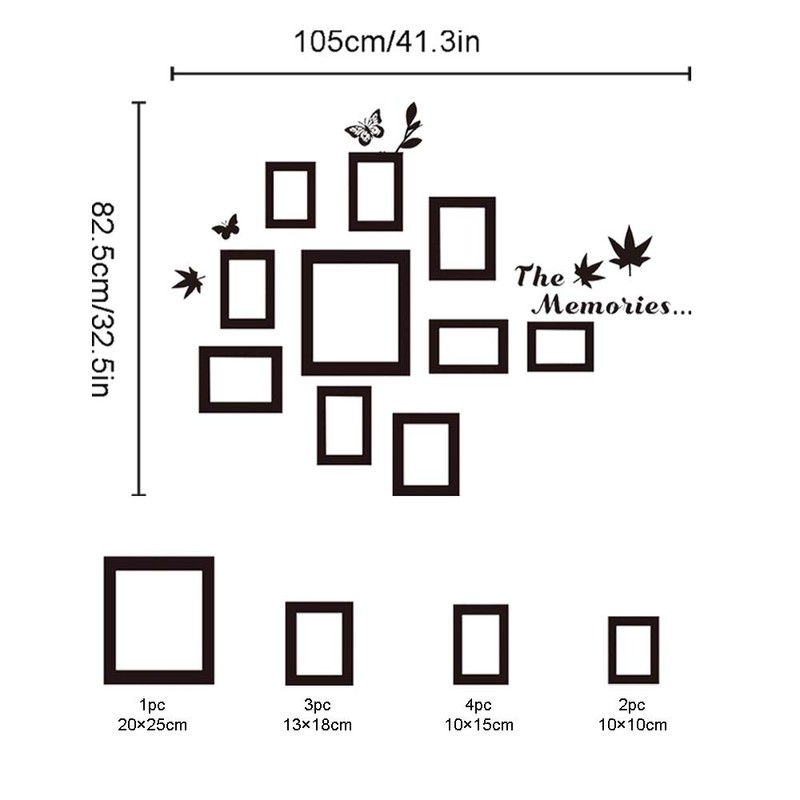 Pack of 10 Family Photo Frame Wall Stickers