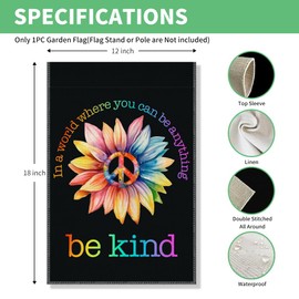 Perfectinsoy In A World Where You Can Be Anything Be Kind Retro Garden Flag, World Peace Garden Banner, Colorful Community Welcome Yard Home Holiday Indoors Outdoors Patio Decor, Daisy Front Yard Sign