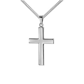 JEVELION 925 Sterling Silver Large Cross Pendant for Women, Men and Children, Cross 925 silver with chain