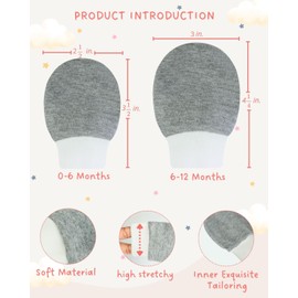 RATIVE Newborn Baby Cotton Gloves Sleep Sleeping No Scratch Wrist Tab Mitten Mittens Mitts Set for 6-12 Months Boys Girls (6-pairs/B-552)