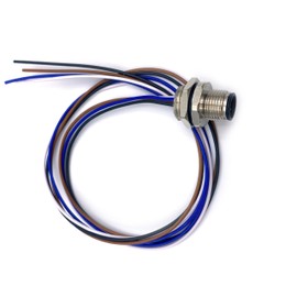 M12 4Pin Male Connector Cable,A Coded Straight Back Mount Cable 1M Waterproof Male Aviation Socket UnShielded Electrical Cable IP67 Sensor Receptacle (1Meter)