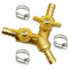 1/4" Hose Barb valve, Brass 3 Way Shut Off Valve