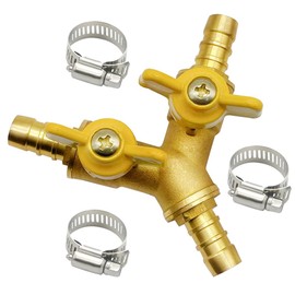 1/4" Hose Barb valve, Brass 3 Way Shut Off Valve Y Shaped 2 Switch Ball Valve