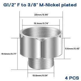 Faucet Adapter, 4 PCS Brass Water Line Adapters, Pipe Fittings in 1/2 to 3/8 Adapter, Compression Fitting for Garden Hose Connector, Stop Valve Pipe Connector, Toilet Supply Line