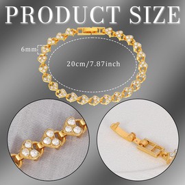 Eigso 3 Pcs Rhinestone Heart Pendant Bracelet for Women 6MM Charm Wristlets for Woman