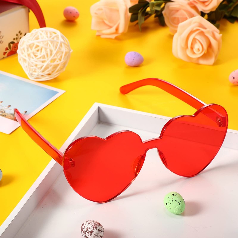 Maxdot 5 Pcs Summer Heart Shaped Sunglasses Rimless Heart Glasses