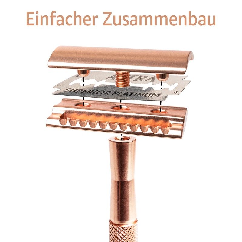 ANYMALE® Safety Razor Rose Gold Edition - Includes 5 Astra