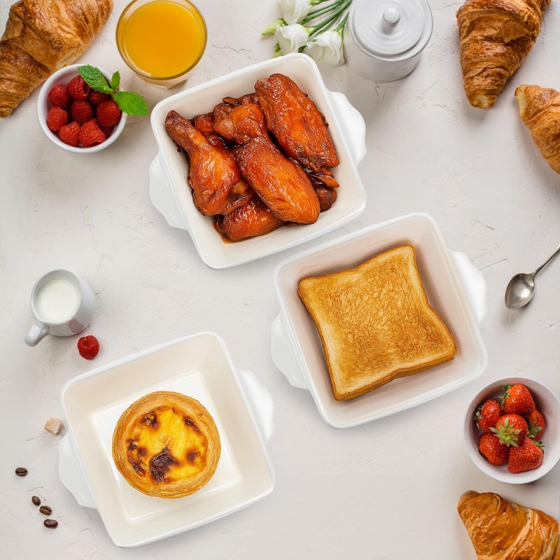 ELFULLY 6 Pack 13 OZ Ceramic Baking Dishes, 4.5" Mini