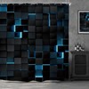 Riyidecor Blue Black Shower Curtain 72Wx72H Inch Abstract Navy Brick
