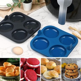 Webake Air Fryer Yorkshire Pudding Pan for Baking, Nonstick Silicone Yorkshire Pudding Tin with Handle, BPA Free Set of 4
