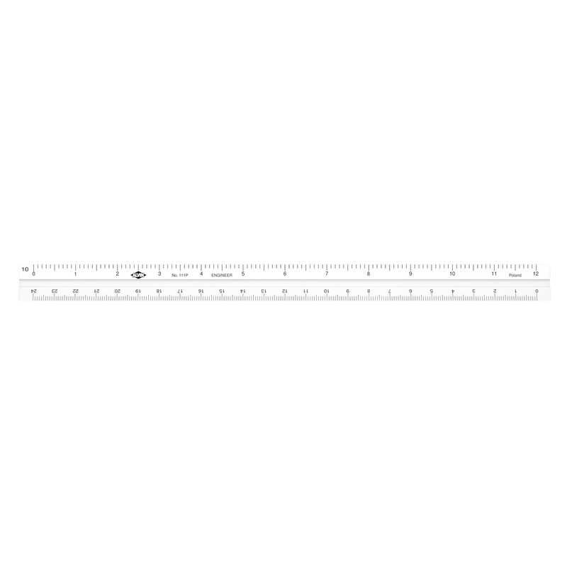 ALVIN Engineering Triangular Scale Ruler White with Black Graduations 12"