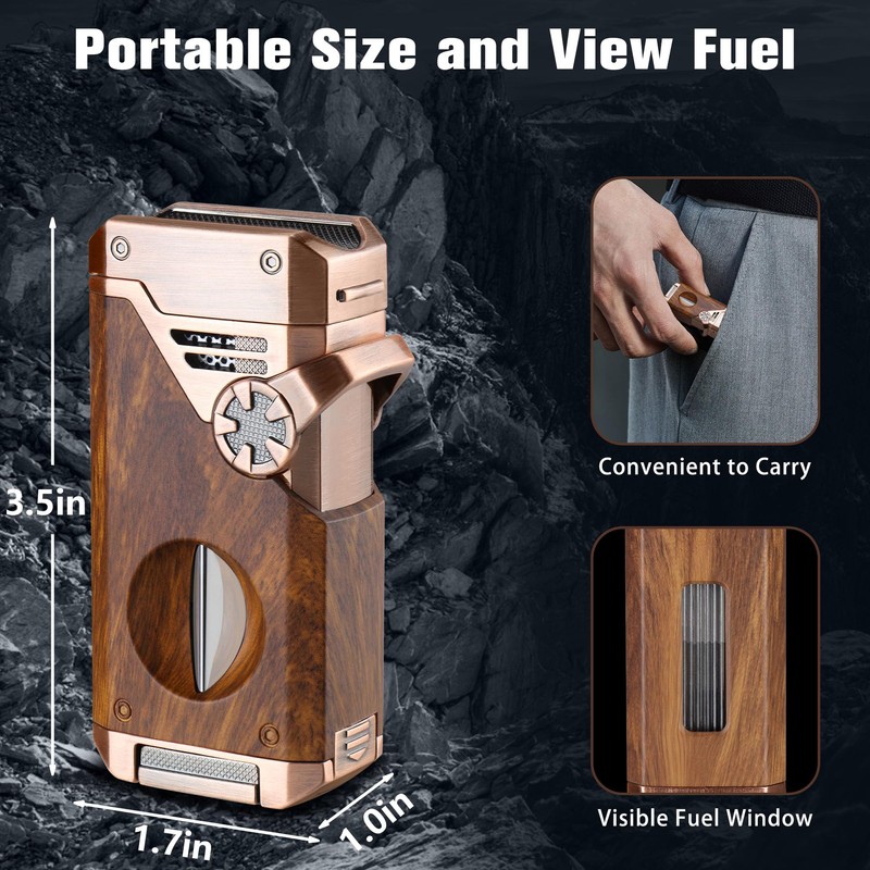 FLABOX 5-in-1 Torch Lighter with V Cutter Holder Punch and