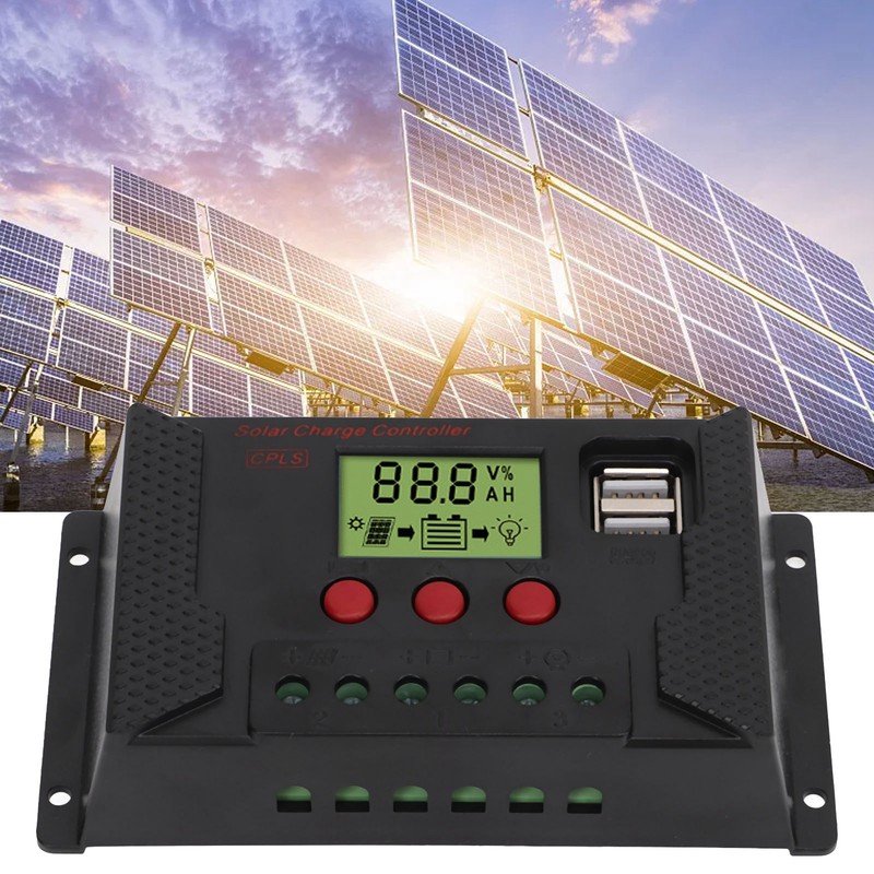 Solar Controller PWM 12V 24V Automatic Adaptation LCD Display USB