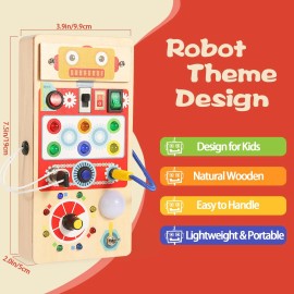 Asweets Montessori Wooden Busy Board Toy for Toddler, Red Robot Sensory Board with 8 ...