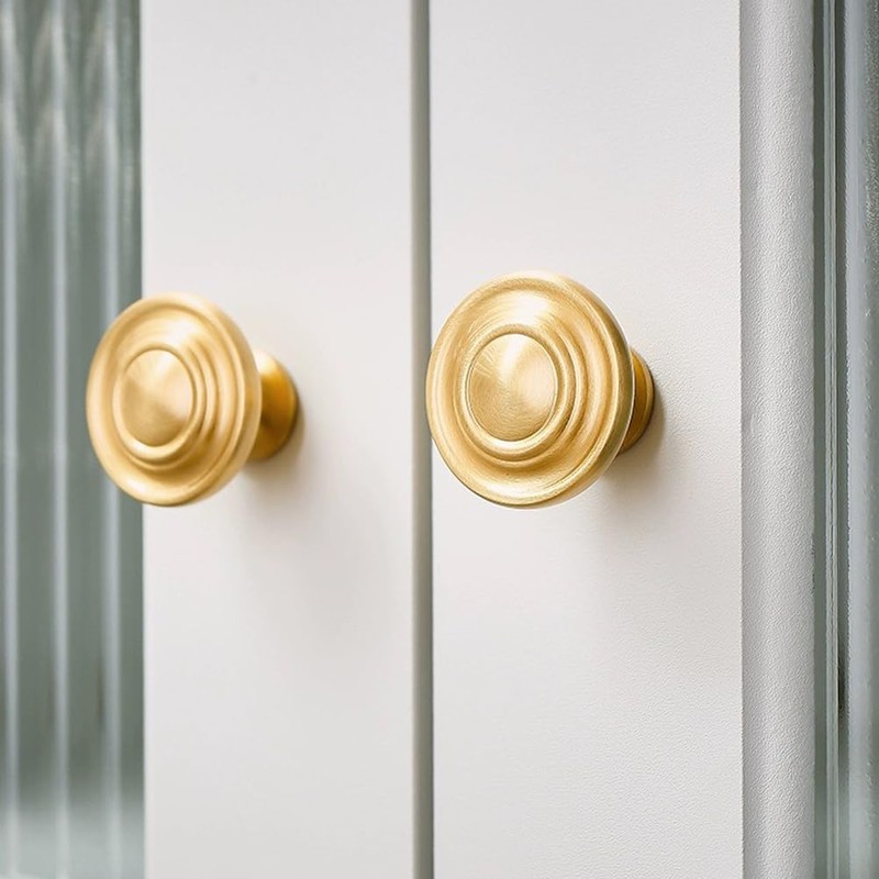 HDKXBEJ 4 Pcs Gold Round Kitchen Cabinet Knobs Decorative Unique