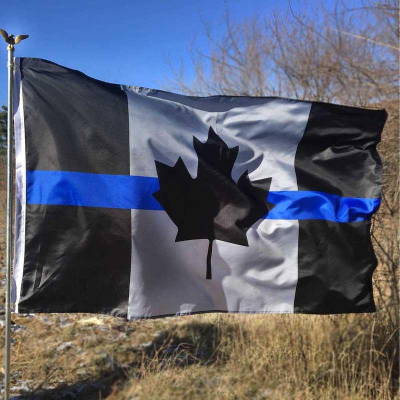 Rhungift Thin Blue Line Canada Flag 3x5 Ft,Quadruple Stitched Fly