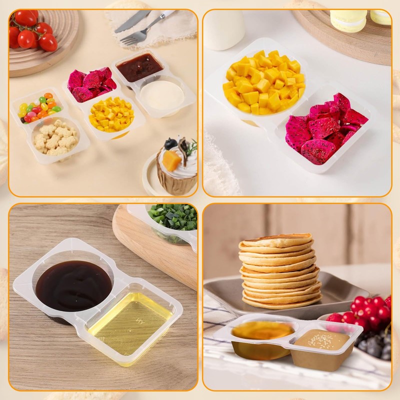 Snack Container, 15 Pcs Double compartment snack containers, Double Compartment