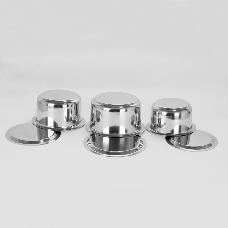 Sumeet Stainless Steel Cookware Set With Lid, 1L, 1.4L, 1.8L,