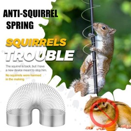 2PCS Squirrel Proof Spring Device, Metal Squirrel Baffle Hanging Spring Type Coil, Squirrels-Proof Bird Feeder Accessory, Outdoor Bird Feeder Protects Device for Guards Poles (2pcs Sliver)