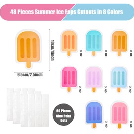 48 Pieces Ice Cream Cutouts Summer Bulletin Board Decorations Ice Pops Cut Outs Assorted Color Popsicle Shape Classroom Bulletin Board Decor for Kids School Office Supplies