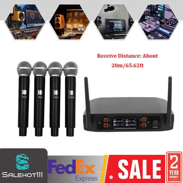 Unbranded Wireless Microphone System 4 Channel Pro Audio UHF 4