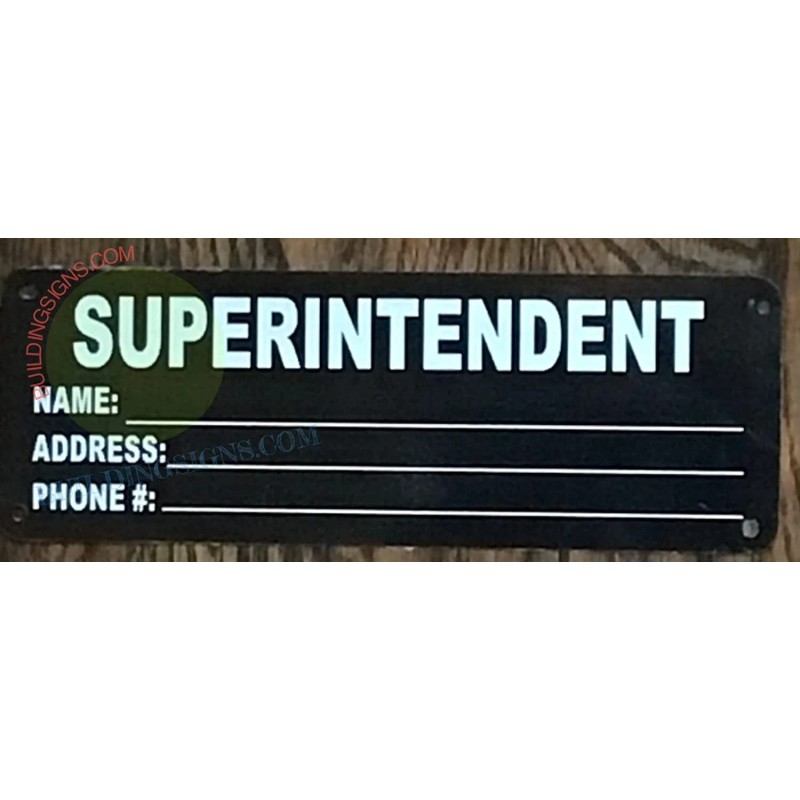 BuildingSigns.com NYC hpd Superintendent Notice sign(Black, Post janitor name/address-R