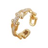 Mnyixsi Fashion Chunky 14K Gold CZ Chain Link Ring, Sterling