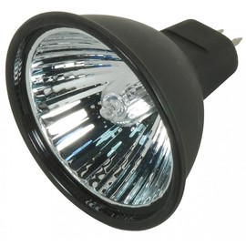 Satco S4178 20 Watt MR16 Halogen GX5.3 Base 12 Volt Black Back FL 38 Beam Pattern No Harmful Ultraviolet Rays Light Bulb, With Lens