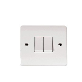 Click Plate Switch 2 Gang 2 Way 10 Amp White PVC