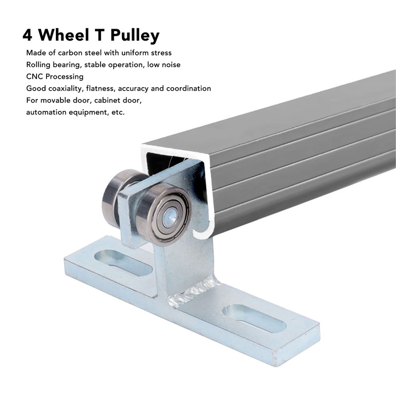 4 Wheel T Pulley Push Pull Rolling Bearing Roller T