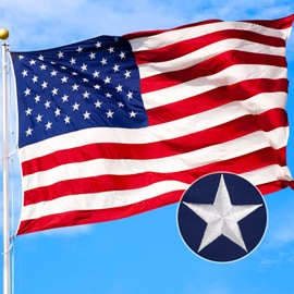 XIFAN Premium American Flag 10x15 Outdoor, Heavy Duty 420D Tough Polyester, Long Lasting US Flags for High Wind Outside with Embroidered Stars, Sewn Stripes, 3 Brass Grommets