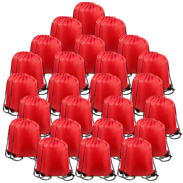 BeeGreen 50 Pack Red Drawstring Bags String Backpack Bulk DIY