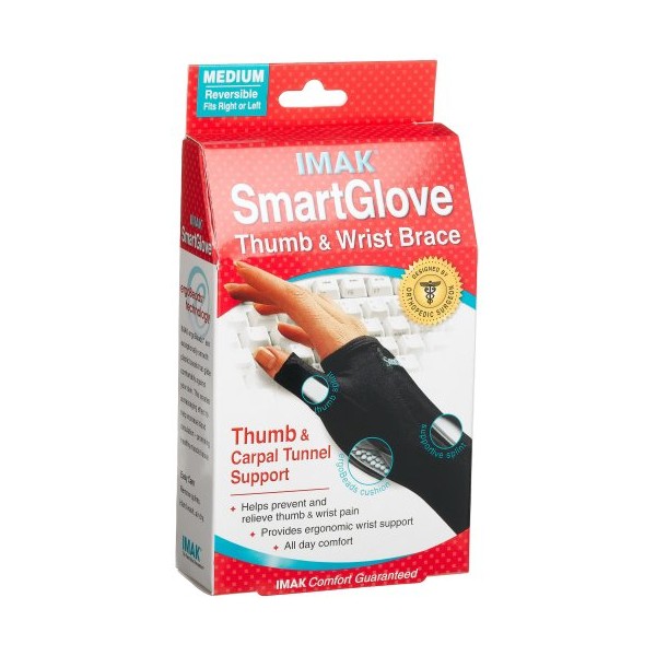 Imak Smart Glove With Thumb & Carpal Tunnel Support, Medium (Pack of 2)