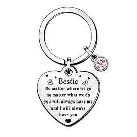 QMVMV Bestie Keyring Gifts Best Friend Gift for Her Sister Women Girl Birthday Christmas Friendship Key ring Present