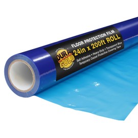Dura-Gold Floor Protection Film, 24-inch x 200' Roll - Blue Self Adhesive Temporary Floor Covering, Protect Flooring from Foot Traffic, Paint Spills, Dust, Construction Debris, Moving - Hardwood, Tile