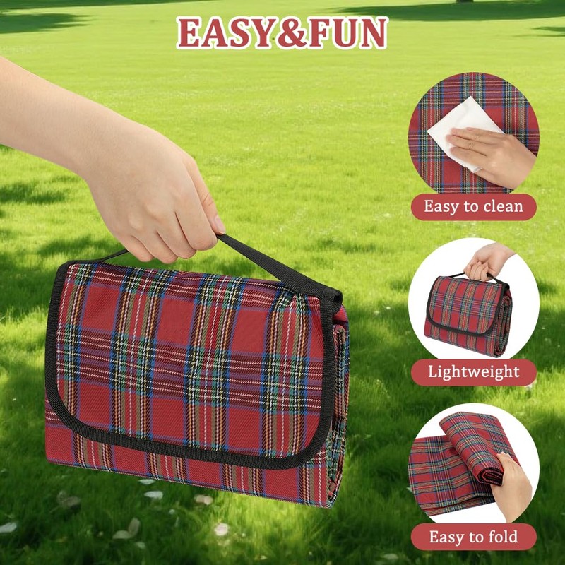Alaoo Picnic Blanket,Extra Large Waterproof Picnic Mat with Carrying Handle