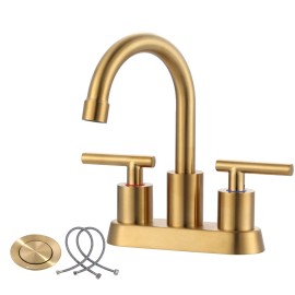 Wholesale 2 Handles Washbasin Faucet Brushed Gold Stainless Steel Bathroom Faucet Basin Tap with Drain and Faucet Supply LinesColor: Black, Surface Finishing: Blackened
